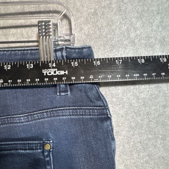 Chicos Platinum Jeans Womens Size 0 Reg Slim Tapered Mid Rise Denim Dark Blue - Picture 7 of 8